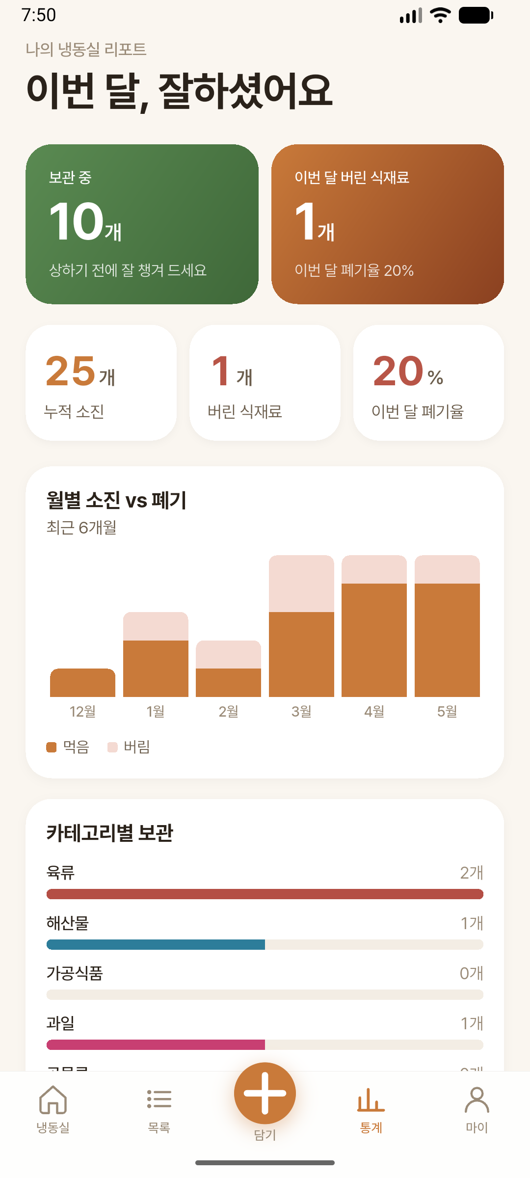 통계 리포트 스크린샷
